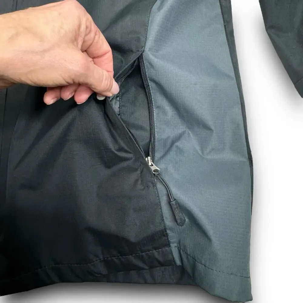 TEZO Mens Windbreaker Rain Jacket Water Resistant Removable Hood Black Gray XL